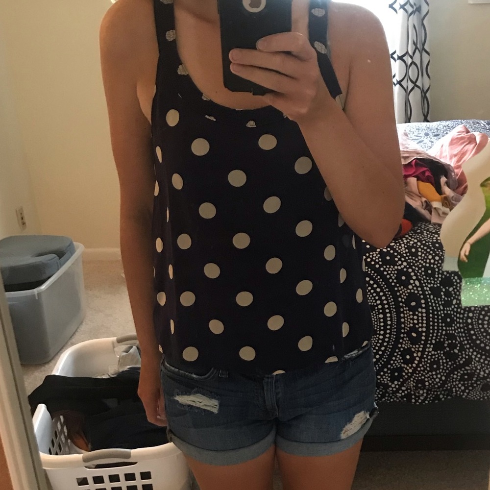 100% silk polka dot tank